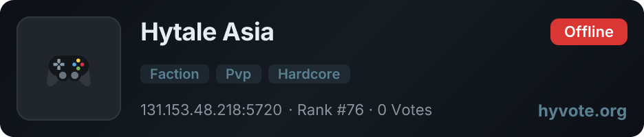 Hytale Asia — live Hytale server banner