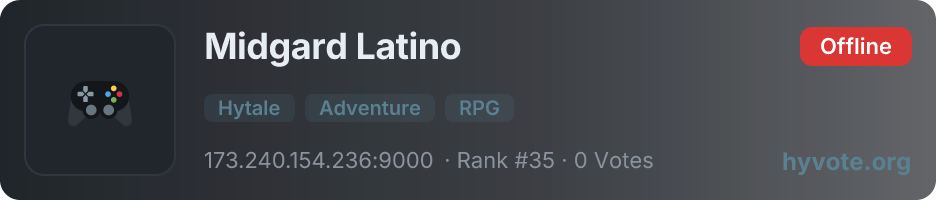 Midgard Latino — live Hytale server banner