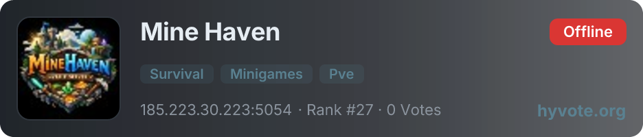 Mine Haven — live Hytale server banner