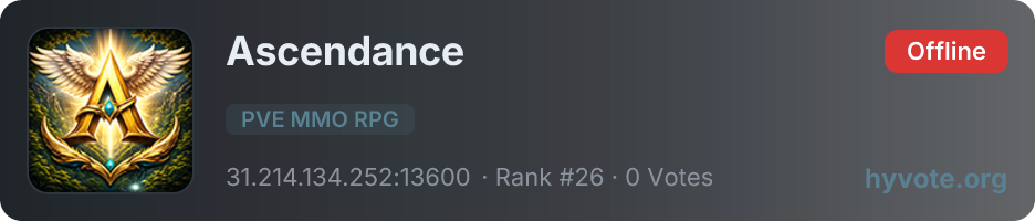 Ascendance — live Hytale server banner