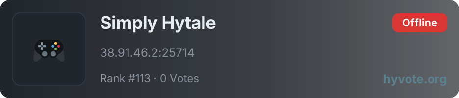 Simply Hytale — live Hytale server banner