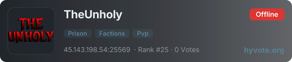TheUnholy — live Hytale server banner