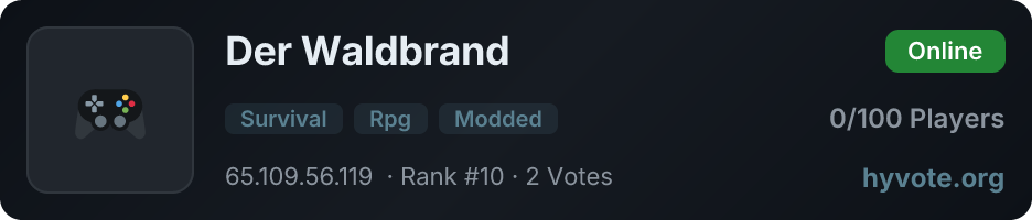 Der Waldbrand — live Hytale server banner