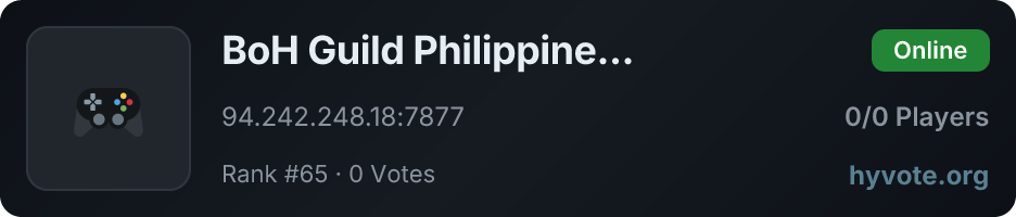 BoH Guild Philippines Server — live Hytale server banner
