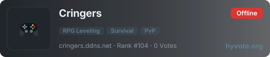 Cringers — live Hytale server banner