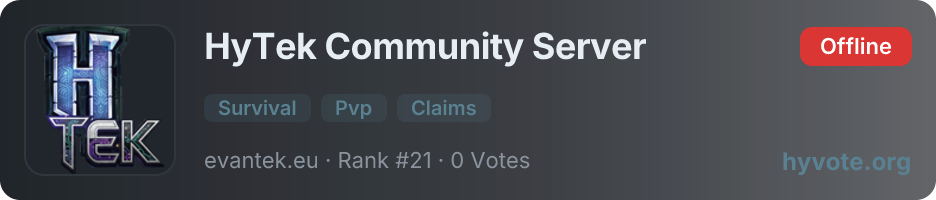 HyTek Community Server — live Hytale server banner