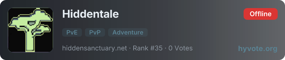 Hiddentale — live Hytale server banner
