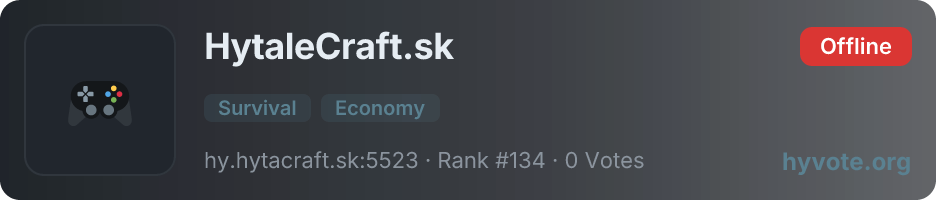 HytaleCraft.sk — live Hytale server banner