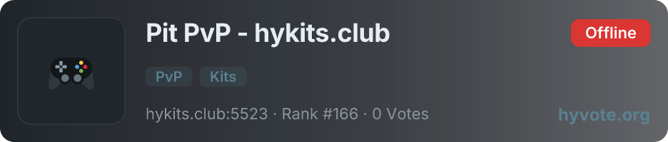 Pit PvP - hykits.club — live Hytale server banner
