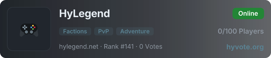 HyLegend — live Hytale server banner