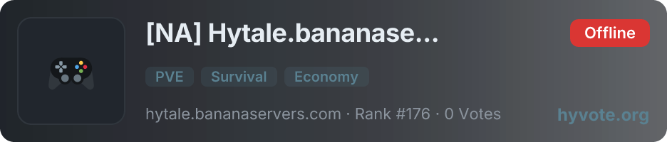[NA] Hytale.bananaservers.com — live Hytale server banner