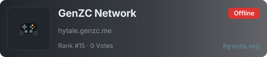 GenZC Network — live Hytale server banner