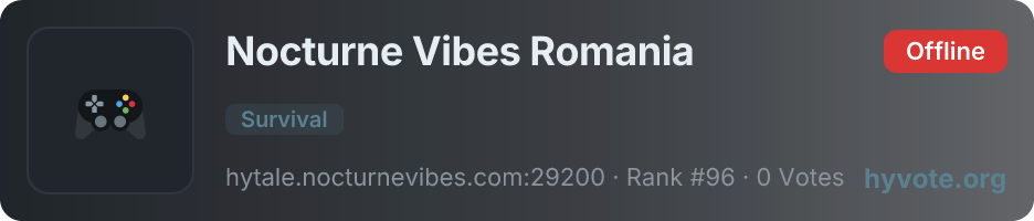 Nocturne Vibes Romania — live Hytale server banner