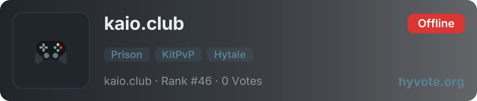 kaio.club — live Hytale server banner