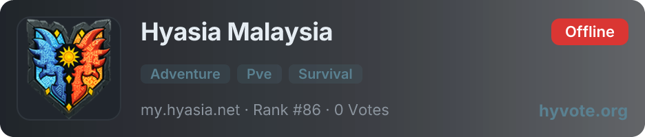 Hyasia Malaysia — live Hytale server banner