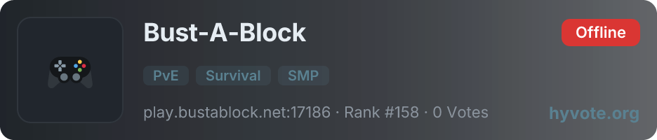 Bust-A-Block — live Hytale server banner