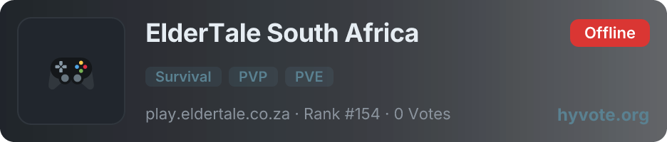 ElderTale South Africa — live Hytale server banner