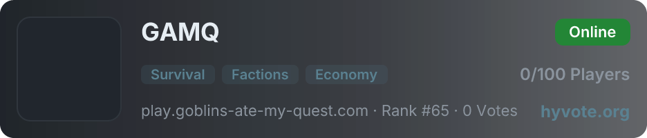 GAMQ — live Hytale server banner