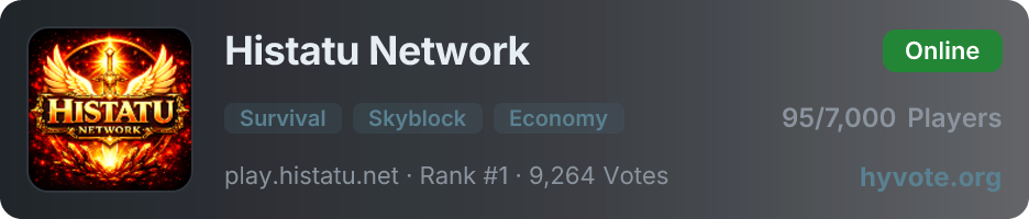 Histatu Network — live Hytale server banner