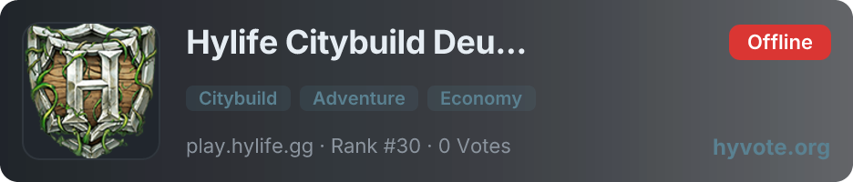 Hylife Citybuild Deutsch — live Hytale server banner