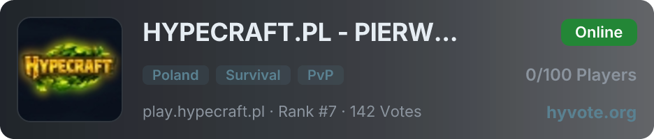 HYPECRAFT.PL - PIERWSZY POLSKI SERWER HYTALE SURVIVAL — live Hytale server banner