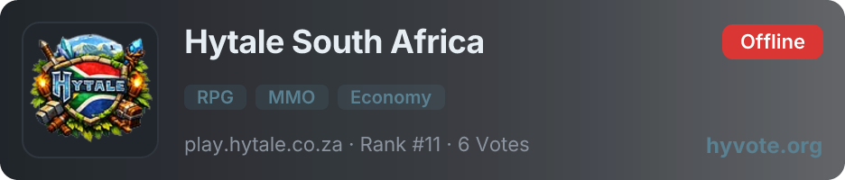 Hytale South Africa — live Hytale server banner