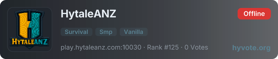 HytaleANZ — live Hytale server banner