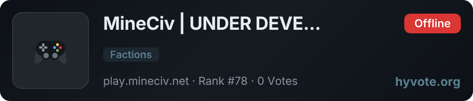 MineCiv | UNDER DEVELOPMENT — live Hytale server banner