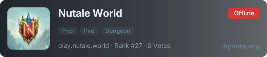 Nutale World — live Hytale server banner