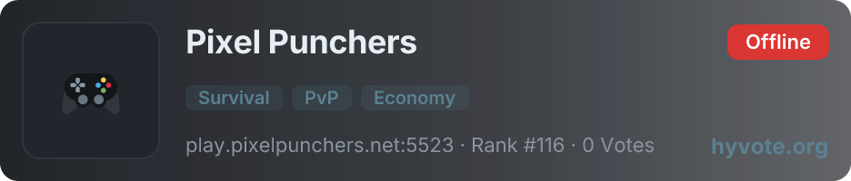 Pixel Punchers — live Hytale server banner