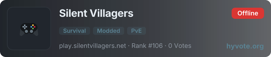 Silent Villagers — live Hytale server banner