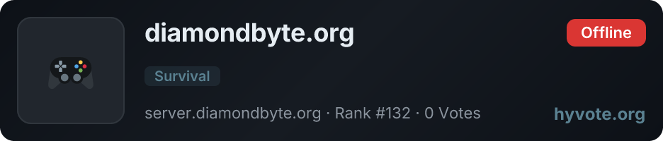 diamondbyte.org — live Hytale server banner