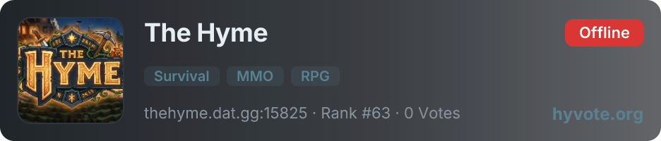 The Hyme — live Hytale server banner